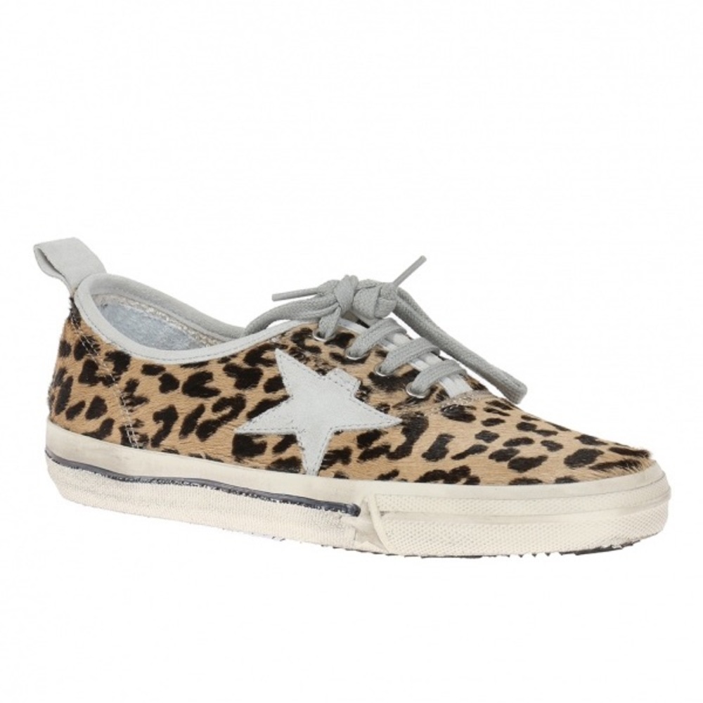 Golden Goose California Leopard Pony Hair Sneakers